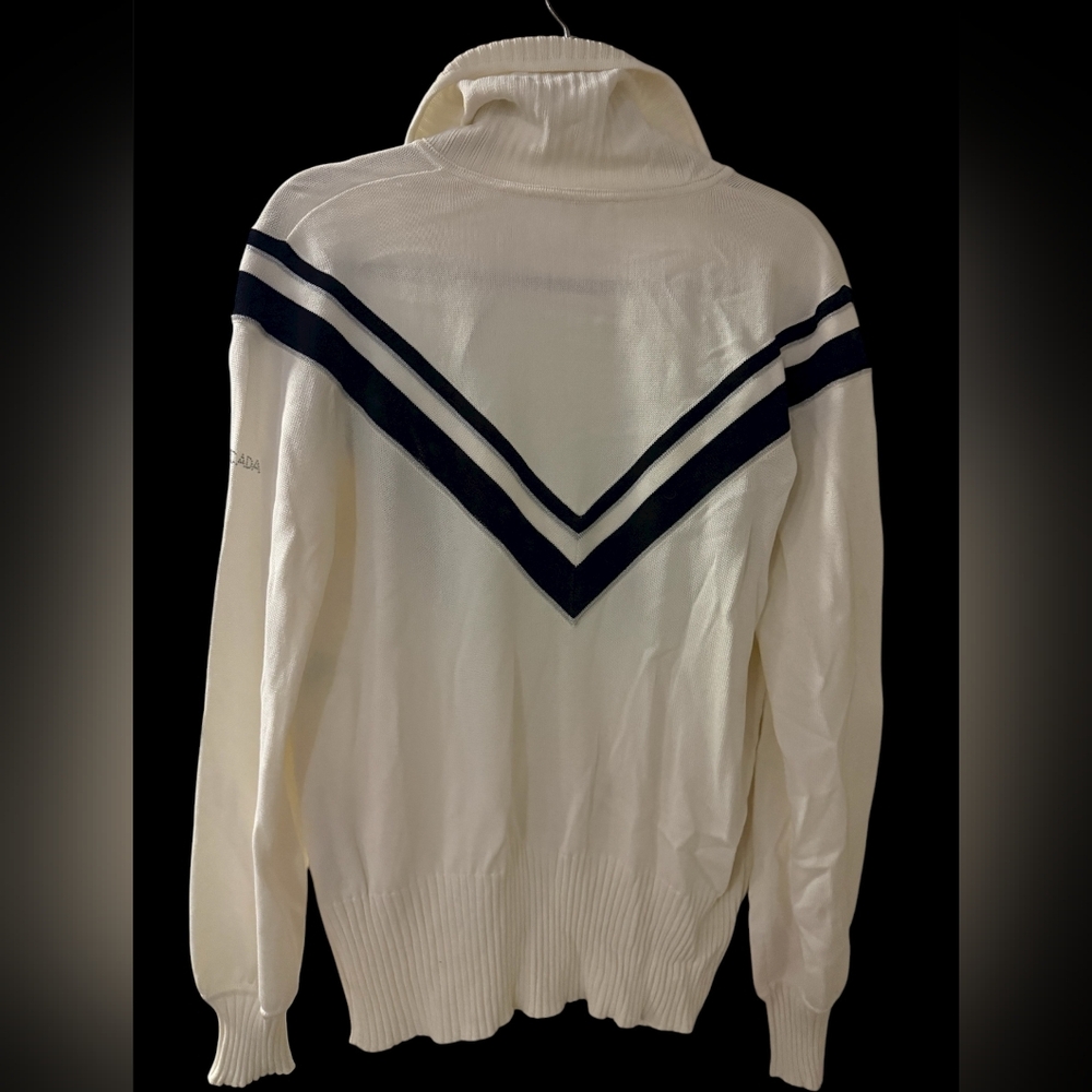 Escada / White and Navy Zip-Up - Picture 2 of 5